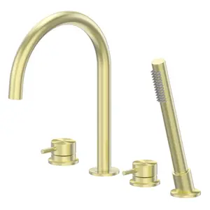 Смеситель ABBER Wasser Kreis 316 AF8113BG на борт ванны, золото брашированное