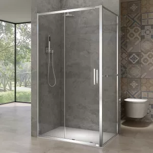 Душевое ограждение Black&White SX715+SX720, Цвет профиля: Хром, Выбрать размер: 100х80