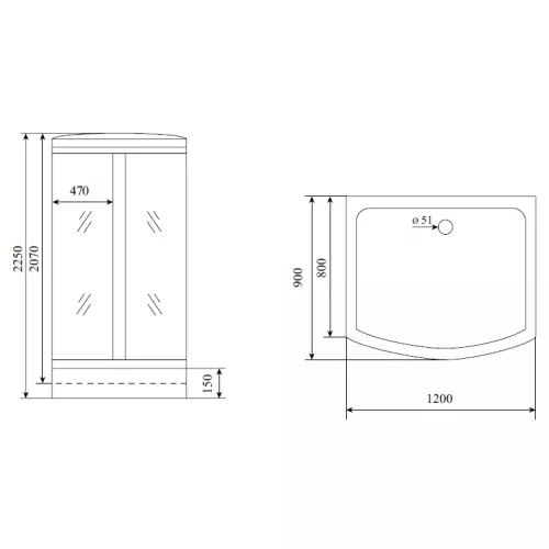 Душевая кабина  прямоугольная Timo Lux T-7715  120*90*225, изображение 18