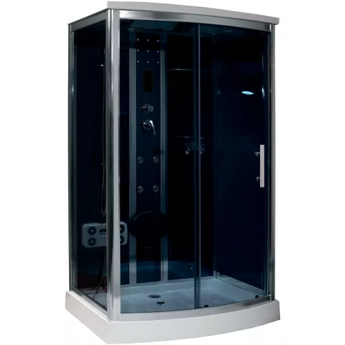 Душевая кабина прямоугольная Timo Standart  T-1115, Цвет стекла: тонированное, Цвет профиля: Хром, Тип поддона: Низкий, Выбрать размер: 120x90, Комплектация: с гидромассажем