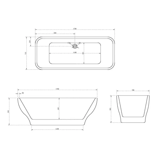 Акриловая ванна ABBER AB9220 170х70, изображение 4