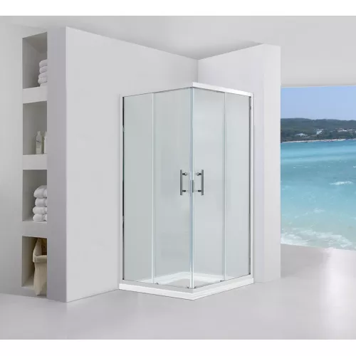 Душевой угол Black & White S102  прозрачное/хром, Выбрать размер: 80х80