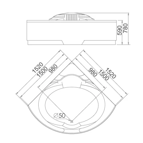 Акриловая гидромассажная ванна Gemy G9082  152*152, Комплектация: гидромассаж, хромотерапия, изображение 3
