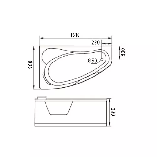 Акриловая гидромассажная ванна Gemy G9046, Выбрать размер: 960x1610, Ориентация: Левая, Комплектация: гидромассаж, хромотерапия, изображение 4