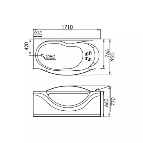 Акриловая гидромассажная ванна  Gemy G9072, Ориентация: Левая, Комплектация: гидромассаж, хромотерапия, изображение 4