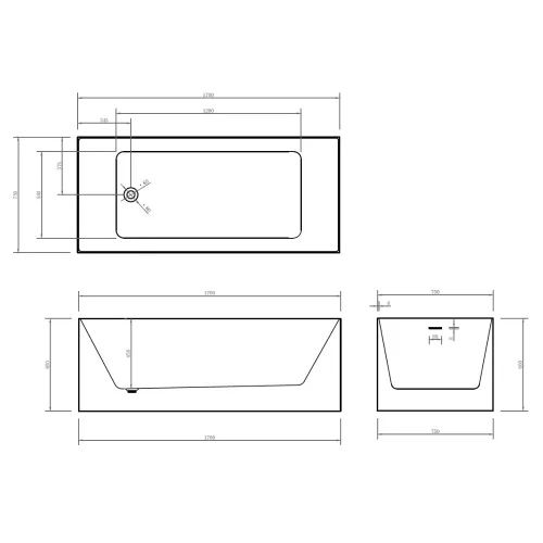 Акриловая ванна ABBER AB9274  170х75, изображение 6
