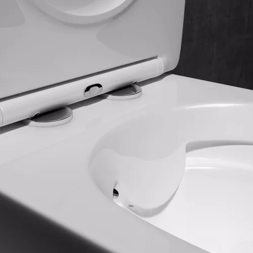 Унитаз GR-4444S подвесной безободковый с тонкой крышкой, изображение 5