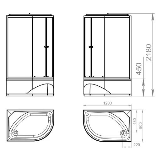 Душевая кабина DOMANI-Spa Delight 128 высокий поддон тонированное стекло 120х80 см, Внешний вид: высокий поддон, Выбрать цвет: Черный, изображение 2