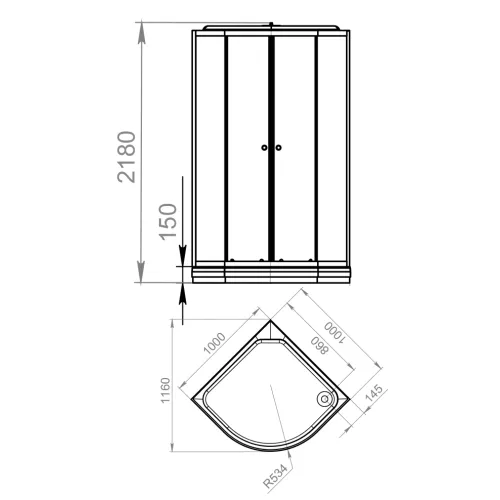 Душевая кабина четверть круга DOMANI-Spa Delight низкий поддон 100х100 см, Выбрать размер: 100х100, Выбрать цвет: Белый, изображение 2