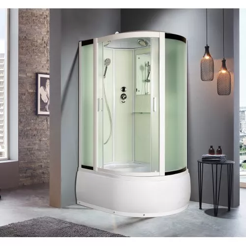 Душевая кабина асимметричная с крышей Frank F125 высокий поддон, Ориентация: Левая, изображение 2