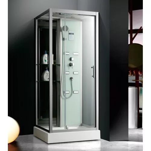 Душевая кабина Frank  с баней/без бани пристенная F-501/F-502-1, Цвет профиля: Хром, Выбрать размер: 90x85, Комплектация: без бани, изображение 2