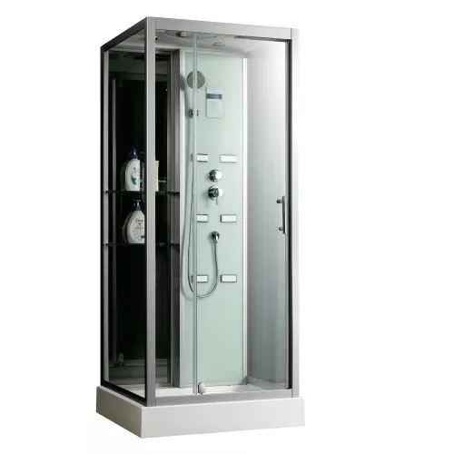 Душевая кабина Frank  с баней/без бани пристенная F-501/F-502-1, Цвет профиля: Хром, Выбрать размер: 90x85, Комплектация: без бани