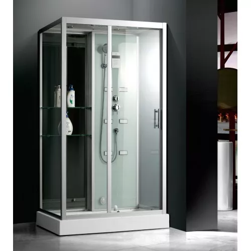 Душевая кабина Frank  с баней/без бани пристенная F-503-1/F-504-1, Цвет профиля: Хром, Выбрать размер: 120x85, Комплектация: без бани, изображение 2