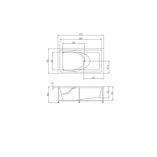 Акриловая ванна Aquatika Аксиома 175*95, Комплектация: Basic, изображение 2