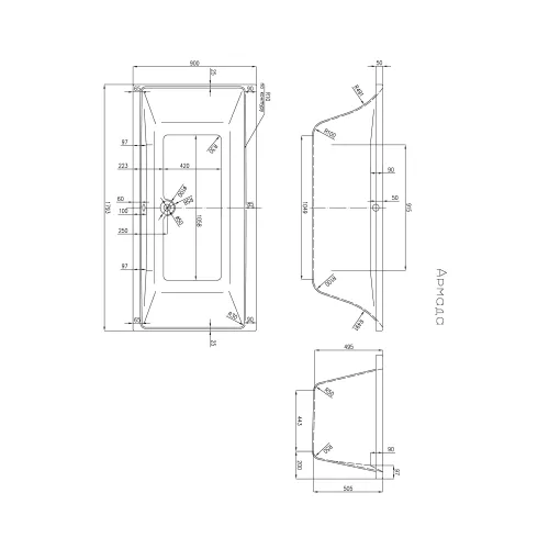 Акриловая ванна Aquatika Армада 180*90, Комплектация: Standart, изображение 2