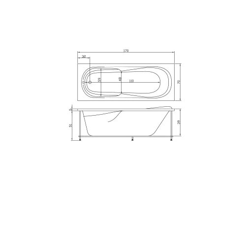 Акриловая ванна Aquatika Астра 170*70, Комплектация: Basic, изображение 3