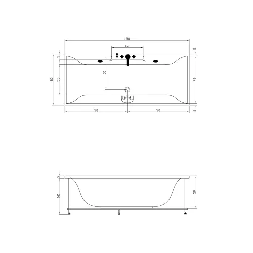 Акриловая ванна Aquatika Минима 180*80, Комплектация: Basic, изображение 2