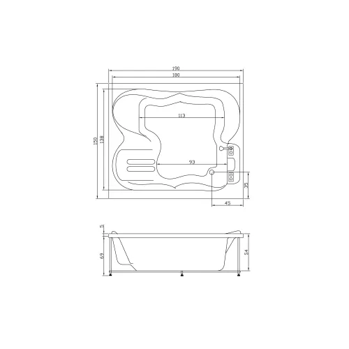 Акриловая ванна Aquatika Токио 190*150, Комплектация: Basic, изображение 2