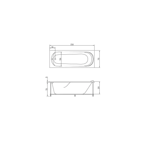 Акриловая ванна Aquatika Юниор 150*70, Комплектация: Basic, изображение 2