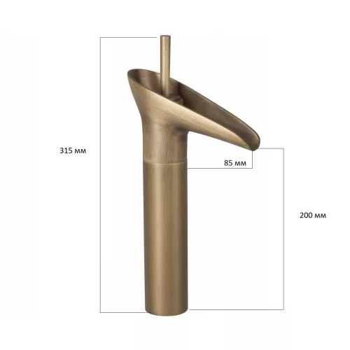 Смеситель бронзовый Bronze De Luxe к стеклянной раковине (каскад), изображение 2