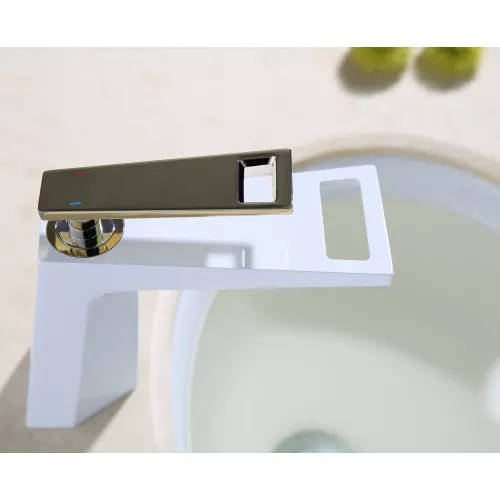 Смеситель на раковину (белый/золото) Bronze De Luxe A919W, изображение 2