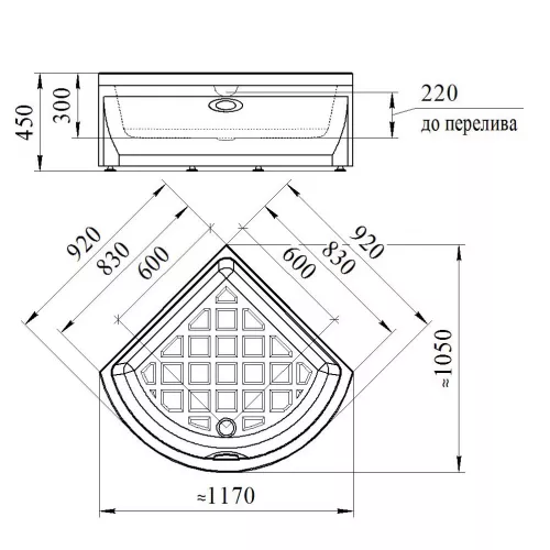 Высокий поддон к душевому углу Radomir, Выбрать размер: 90*90, изображение 2