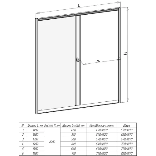 Душевая дверь раздвижная  Radomir Вита (матовая), Цвет стекла: матовое, Цвет профиля: Белый, Выбрать размер: 110, изображение 3