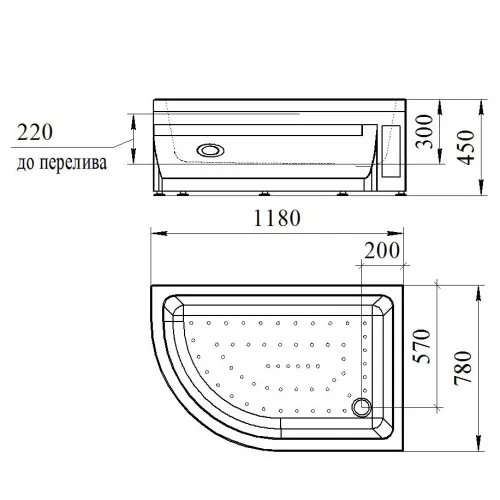 Поддон к душевому углу высокий  Radomir 120х80, Ориентация: Левая, изображение 2