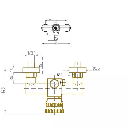 Bronze De Luxe Windsor Комплект одноручковый для ванны и душа без излива, изображение 3