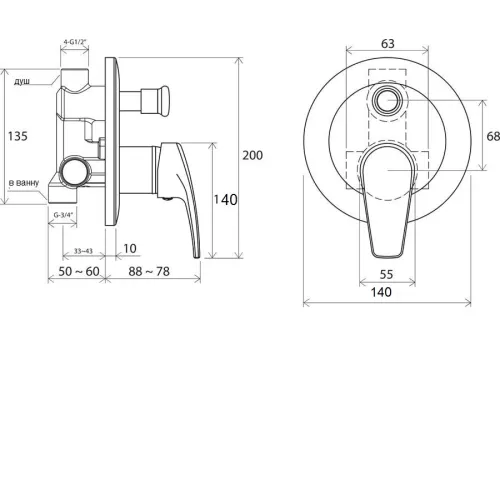Встраиваемый комплект для душа Bronze De Luxe Yasmina ARTIK, изображение 2
