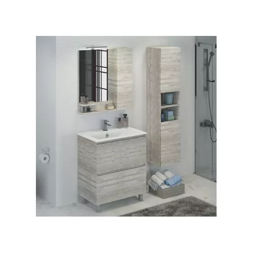 Мебель для ванной: Тумба-умывальник Comforty  Верона дуб белый с раковиной Comforty 75E 1 в магазине Акватория