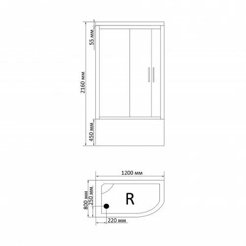 Душевая кабина асимметричная Bandhours STAR L/R, Цвет профиля: Хром, Тип поддона: Высокий, Выбрать размер: 80x120, Ориентация: левая, изображение 5