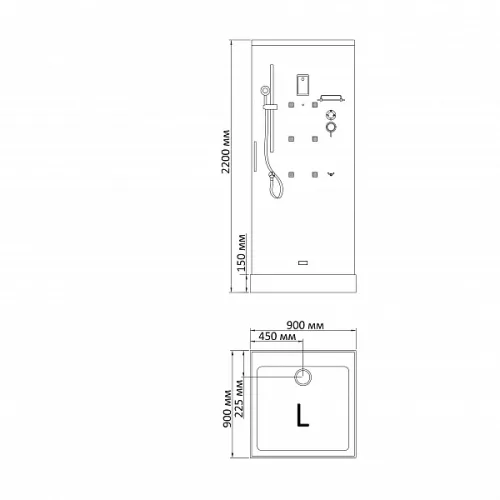 Душевая кабина с паром и гидромассажем квадратная Bandhours BETA L/R, Цвет стекла: прозрачное, Высота поддона: 15, Цвет профиля: Хром, Тип поддона: Низкий, Выбрать размер: 90x90, Ориентация: левая, изображение 8