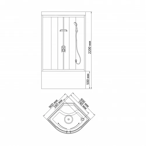 Душевая кабина четверть круга  Bandhours ANDROMEDA B, Цвет стекла: прозрачное, Высота поддона: 50, Цвет профиля: Хром, Тип поддона: Высокий, Выбрать размер: 90x90, изображение 5