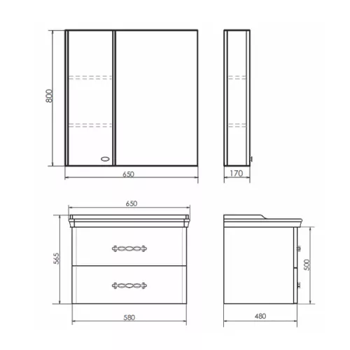 COMFORTY. Зеркало-шкаф "Неаполь-65/80/100" белый глянец, Выбрать размер: 65, изображение 3