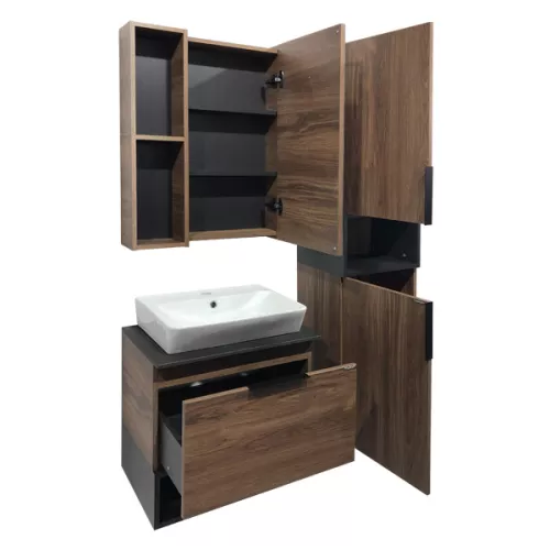 COMFORTY Зеркало-шкаф "Штутгарт-60/75/90" дуб тёмно-коричневый, Выбрать размер: 60, изображение 3