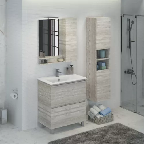 Зеркало-шкаф Comforty Верона, дуб белый, Выбрать размер: 75, изображение 2