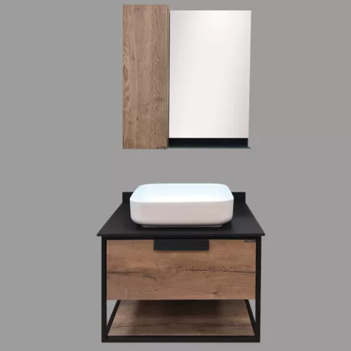 Зеркало-шкаф Comforty Кёльн, цвет дуб темный, Выбрать размер: 75, изображение 6