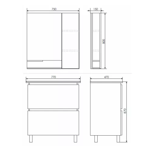 Зеркало-шкаф Comforty Верона, дуб белый, Выбрать размер: 75, изображение 3