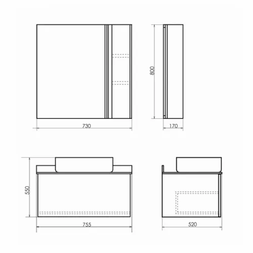 COMFORTY. Тумба-умывальник "Эдинбург" бетон светлый с черной столешницей, с раковиной COMFORTY, Выбрать цвет: Бетон светлый, Выбрать размер: 75, Комплектация: раковина Comforty T-Y9378, изображение 8