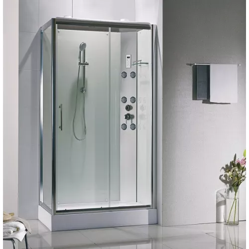 Душевая кабина прямоугольная Bandhours OMEGA-3 L/R с гидромассажем, Цвет стекла: прозрачное, Высота поддона: 15, Цвет профиля: Хром, Тип поддона: Низкий, Выбрать размер: 80x120, Ориентация: левая