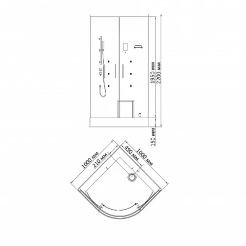 Душевая кабина с паром и гидромассажем четверть круга Bandhours VICTORIA 100х100 см, изображение 5