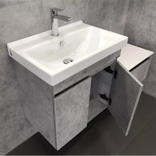 COMFORTY. Тумба-умывальник "Осло-60" бетон светлый с раковиной Fest 60, изображение 9