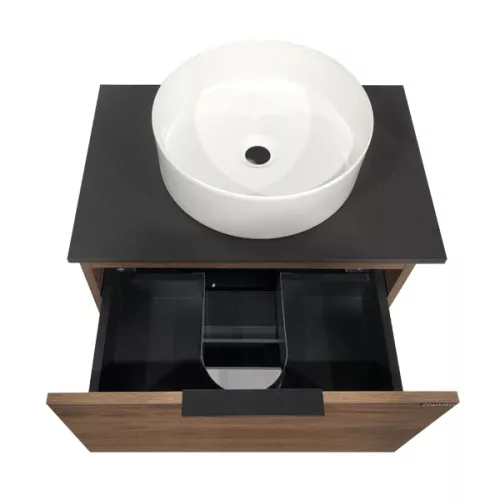 COMFORTY. Тумба-умывальник "Штутгарт-" дуб тёмно-коричневый с черной столешницей  c раковиной, Выбрать цвет: Дуб темно-коричневый, Выбрать размер: 60, Комплектация: раковина Comforty 9111, изображение 6