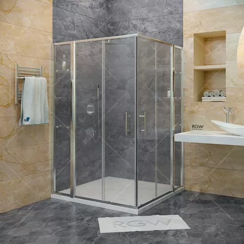 Душевой уголок RGW HO-312 (HO-31 + Z-42), Цвет стекла: прозрачное, Цвет профиля: Хром, Выбрать размер: 1100x1100, изображение 2