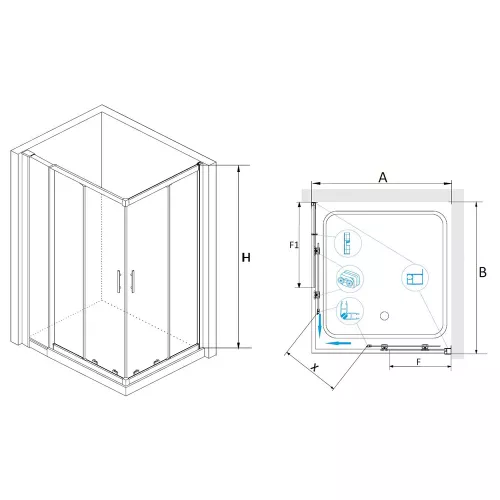 Душевой уголок RGW HO-42 (HO-31 + Z-41), Цвет стекла: прозрачное, Цвет профиля: Хром, Выбрать размер: 800x1100, изображение 3