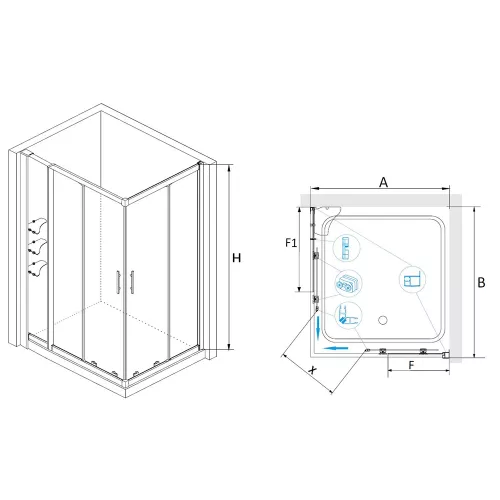 Душевой уголок RGW HO-43 (HO-31 + Z-42), Цвет стекла: прозрачное, Цвет профиля: Хром, Выбрать размер: 800x1100, изображение 3