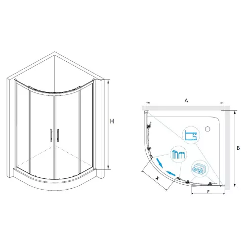 Душевой уголок RGW HO-51, Цвет стекла: прозрачное, Цвет профиля: Хром, Выбрать размер: 1000x1000, изображение 3