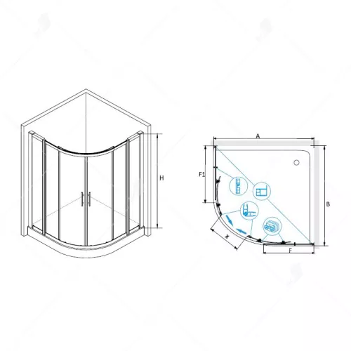 Душевой уголок RGW HO-511 (HO-51 + 2Z-41), Цвет стекла: прозрачное, Цвет профиля: Хром, Выбрать размер: 1100x1100, изображение 3