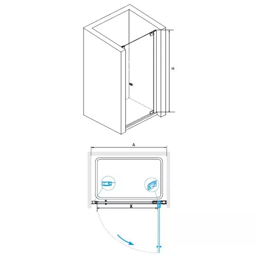 Душевая дверь Domustar EF-07, Цвет стекла: прозрачное, Цвет профиля: Хром, Выбрать размер: 700, изображение 2